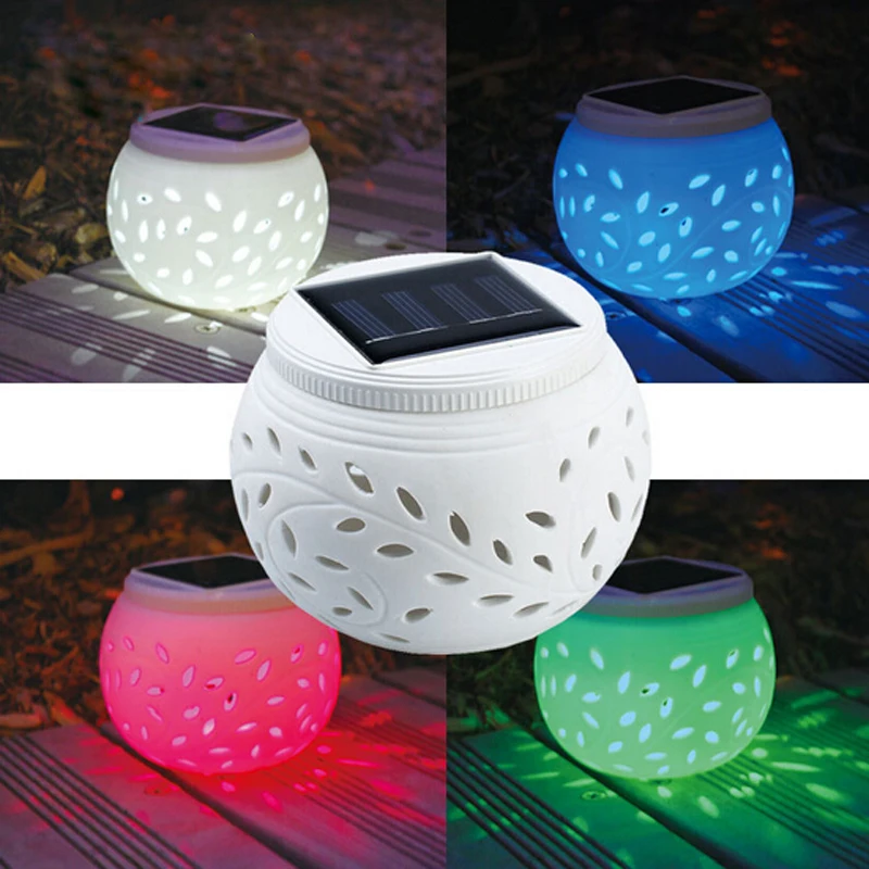 2 шт./лот Романтический Дизайн изменение Цвет Керамика Солнечная Светодиодные