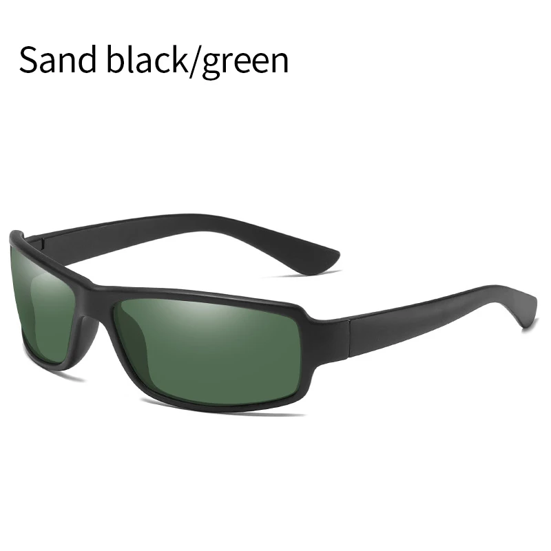 SIMPRECT, Ретро стиль, поляризационные солнцезащитные очки, мужские,, Ретро стиль, солнцезащитные очки, квадратные, зеркальные, солнцезащитные очки для мужчин, антибликовые, водительские очки - Цвет линз: MATTE BLACK GREEN