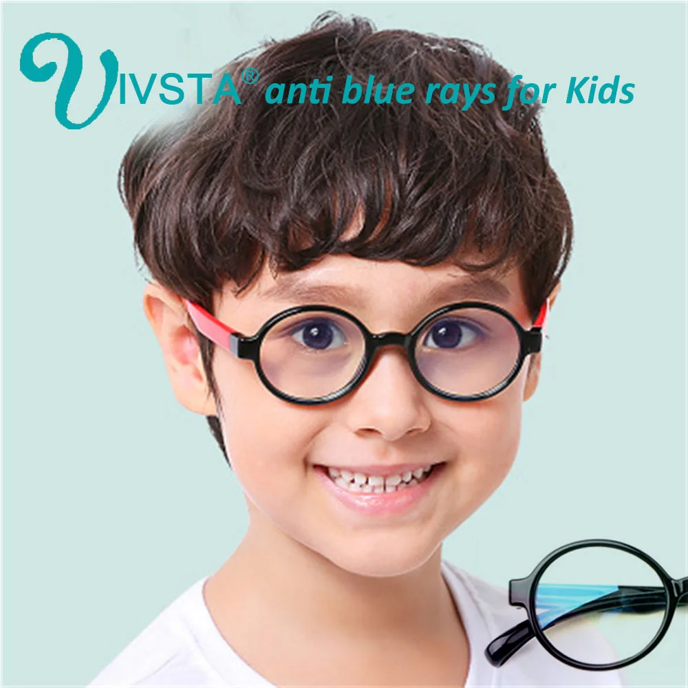 

IVSTA Anti Blue Rays Kids Glasses Computer anti Radiation UV400 Optical Children Round Glasses Gaming Glasses Flexible Silicone