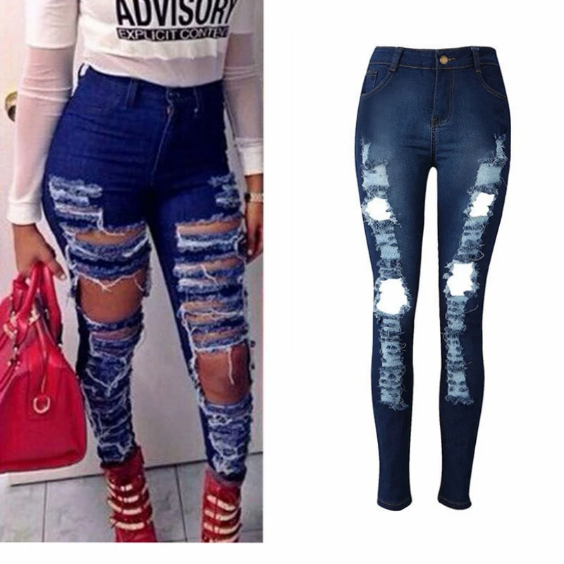 Lguc. H тренд рваные джинсы женские стрейч отверстие женские узкие джинсы пуш-ап 2019 модная женская одежда модные брюки джинсы Femme