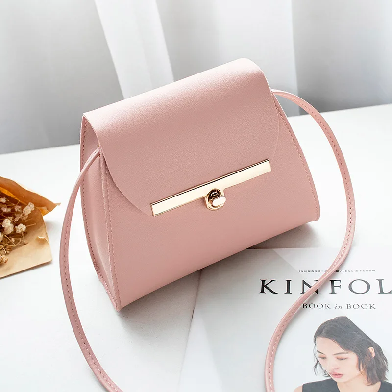 Simple Small Flap Shoulder PU Leather Bags Women Girls Pure Color Mini Messenger Chest Bag Cross body Handbags bolsa feminina