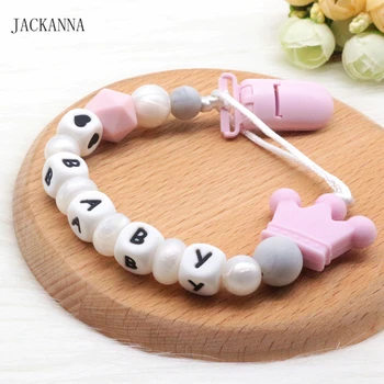 

Personalise Name Baby Pacifier Chain Funny Soother Chain Newborn Attache Sucette DIY Silicone Baby Pacifier Clips Holder Chain