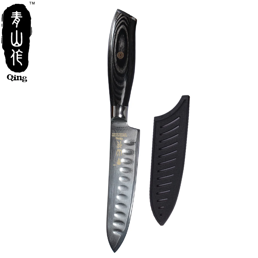 QING Japanese Damascus Kitchen Knife Eco friendly Ergonomic Grip Handle