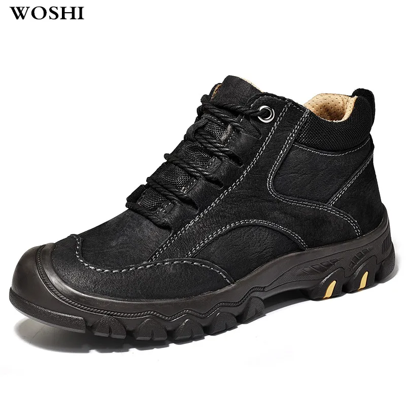 

2018 Men Boots Plush Warm Winter Men Shoes Anti skidding Winter Shoes Men ankle boots outdoor with fur snow boots Safety Shoes 5