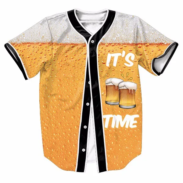 It's Beer Time Soft Drink Baseball Jerseys New Hip Hop Streetwear US