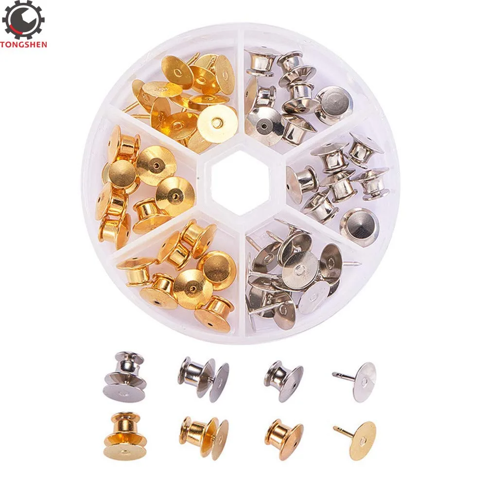 

20Set Secure Locking Clutch Pin Backs Blank Pins Locking Bulk Metal Pin Keepers Locking Clasp Squeeze Badge Holder Locking Keepe