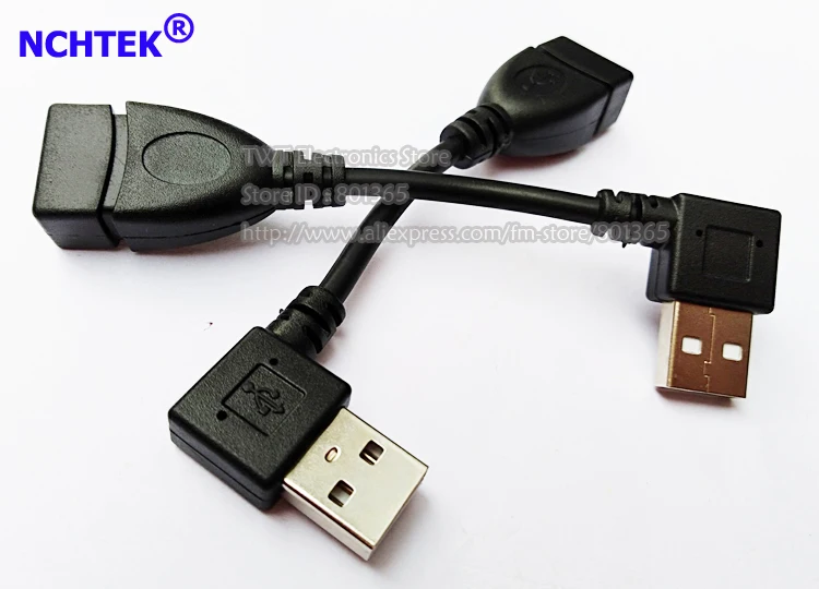 NCHTEK 480M USB 2 0 Левый Угловой 90 градусов A Тип Мужской и Женский удлинитель 10 см 2Qty