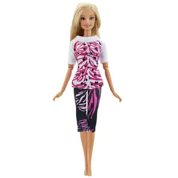 

Fashion Outfit Casual Daily Autumn Wear Cute Pattern Blouse Trousers Party Clothes For Barbie Doll Accessories Kids Toys