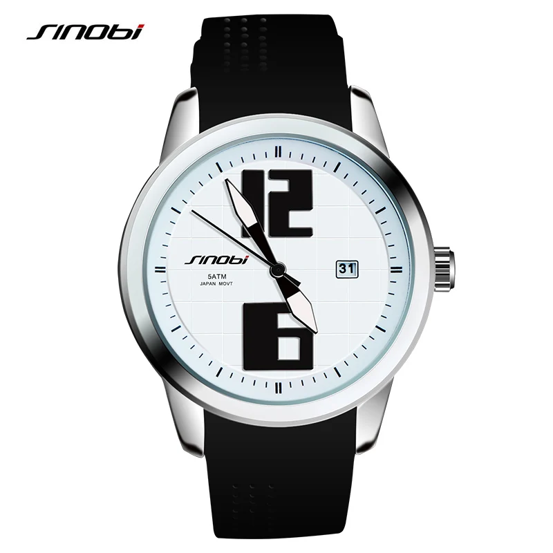 SINOBI 8140 модные спортивные часы Топ люксовый бренд часы мягкий силиконовый ремешок большие руки кварцевые наручные часы для мужчин и женщин Подарки - Цвет: 11S8140G02