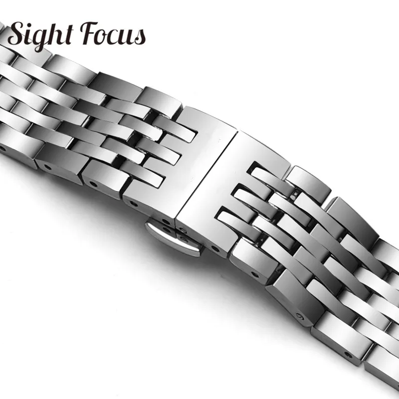 19 мм изогнутый концевой ремешок для часов Tissot T41 T006 Lelocle из нержавеющей стали, металлические браслеты, ремешок для часов с застежкой-бабочкой, мужской ремень