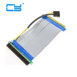 PCI-E Экспресс 16X к 16x Riser Extender Card с Molex IDE Мощность и ленточный кабель 20 см