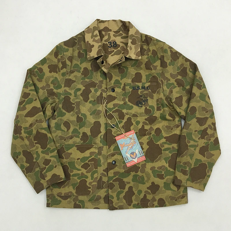 

BOB DONG Repro USMC Pacific Camo Jacket 13.7oz Denim Reversible US Army Coat