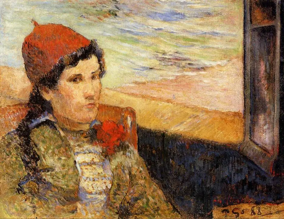 

High quality Oil painting Canvas Reproductions Young woman at the window (1888) by Paul Gauguin hand painted