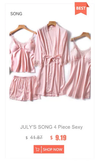 JULY'S SONG женский пижамный комплект из 7 предметов, женские пижамы из искусственного шелка, женские комплекты одежды для сна на осень и зиму, топы+ шорты+ рубашка+ штаны