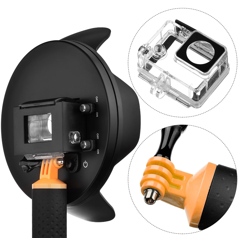  LPD 6 inch Dome Port For GoPro Hero 3+/4 2.0 version with Lens Hood Float Bobber Waterproof Shell