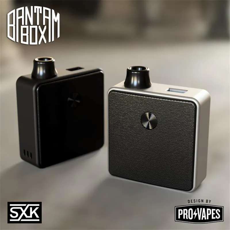 

Authentic SXK Design Bantam mini Box Mod 30W Power 2ml/5ml capacity black sliver color fit 18350 battery BB mini box mod