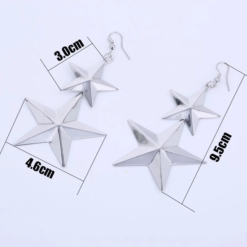 Exaggerated Star Earrings Long Dangle Metal Sequins Earring Gold Color and Silver Plated Long Hanging Earrings for Women (2)