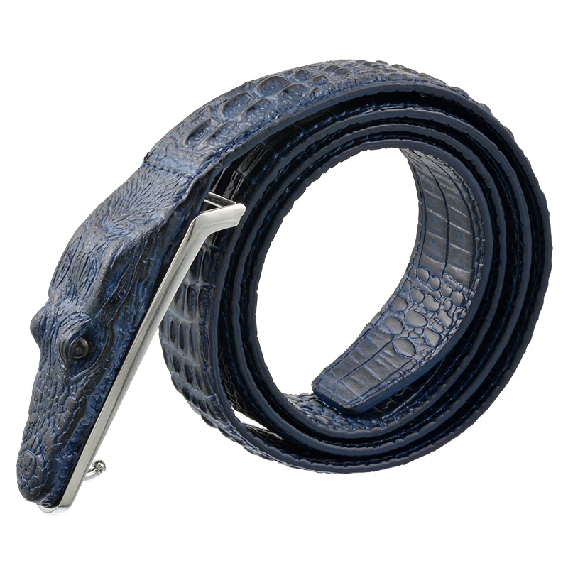LASPERAL Smooth Crocodile Pattern Mens Crocodile Head Buckle Belts