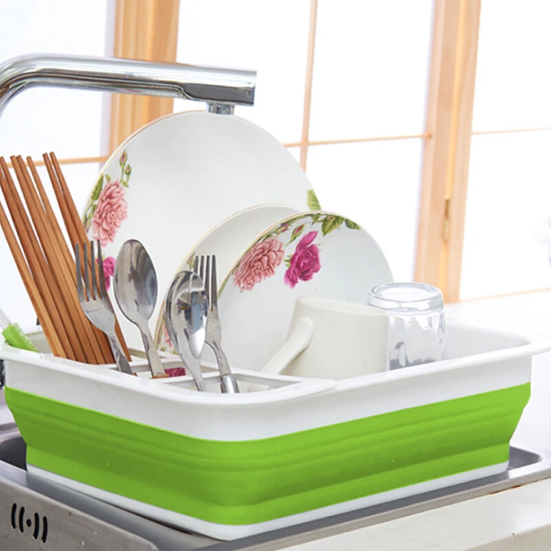 

Foldable Dish Rack Kitchen Dish Drainer Storage Holder Bowl Tableware Plate Portable Drying Rack Home Shelf Dinnerware Organizer