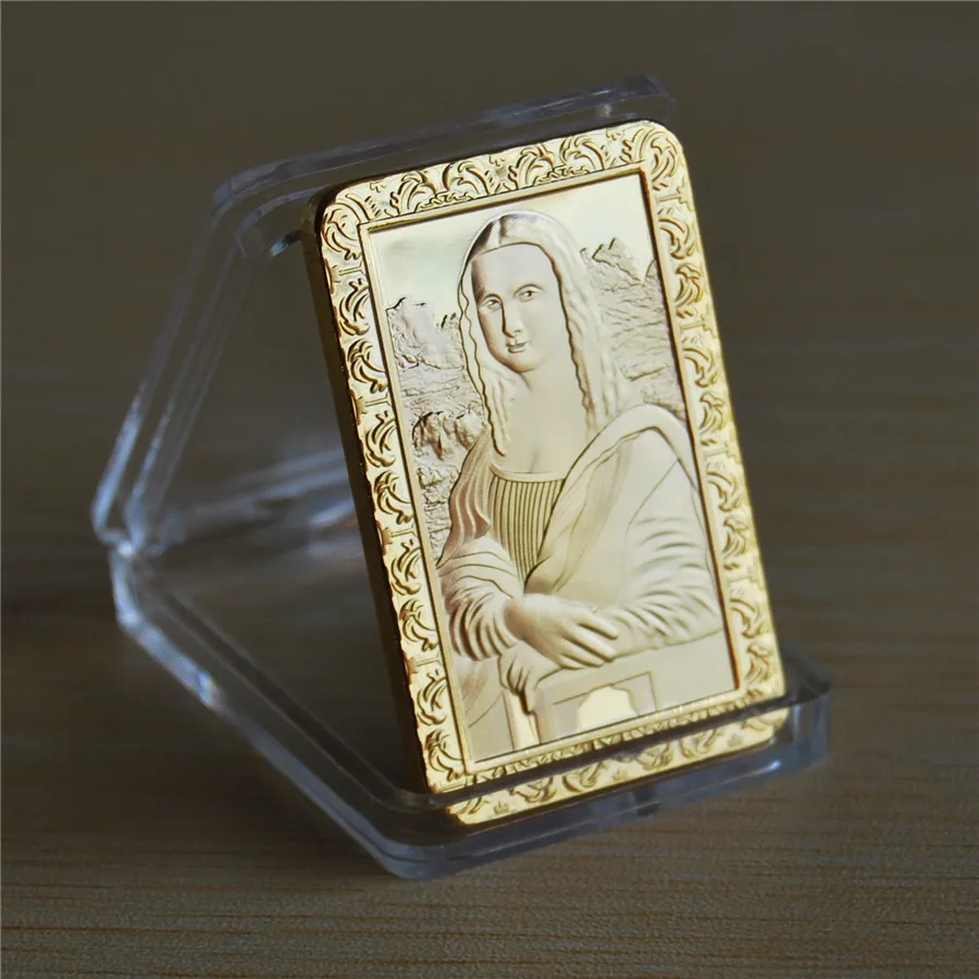 Leonardo Da Vinci Mona Lisa1 oz 24k позолоченный греческий слиток бар commimerate слиток бар