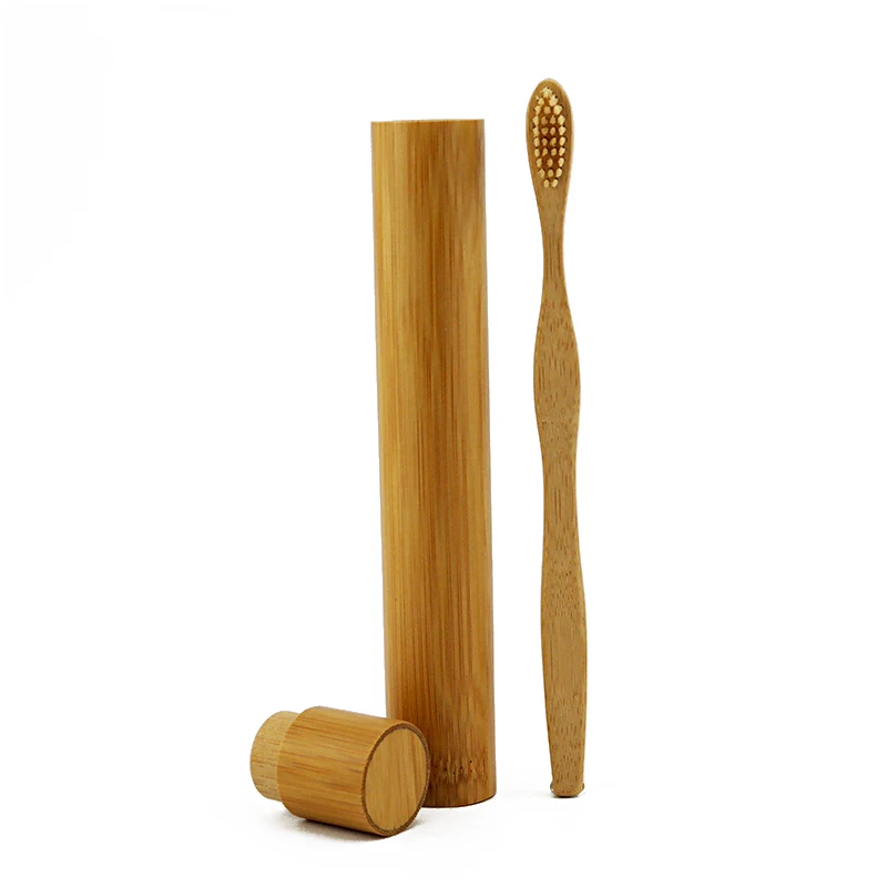 Деревянная бамбуковая круглая коробка для зубных щеток портативный чехол посылка из натурального материала не включая деревянную зубную щетку(1 шт