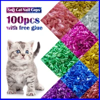 New Fashion colour Cat  Nail Caps soft cat  Claw  Soft Paws100PCS/lot with free Adhesive Glue Size XS S M LGift for pet 1