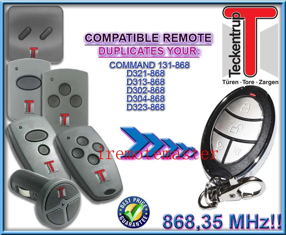 

Teckentrup D321-868,D313-868,D302-868,D304-868,D323-868,COMMAND 131-868 remote control replacement