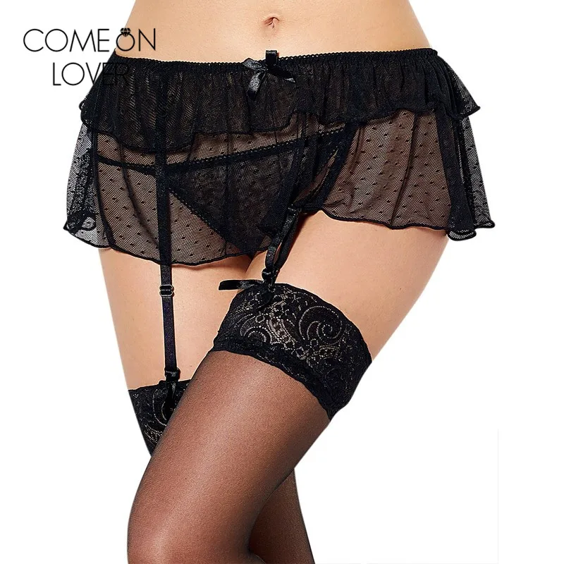 

PL5105 Comeonlover Price promotion hot sale sexy tanga hollow out black plus size XXXL garter belt skirts liguero suspender belt