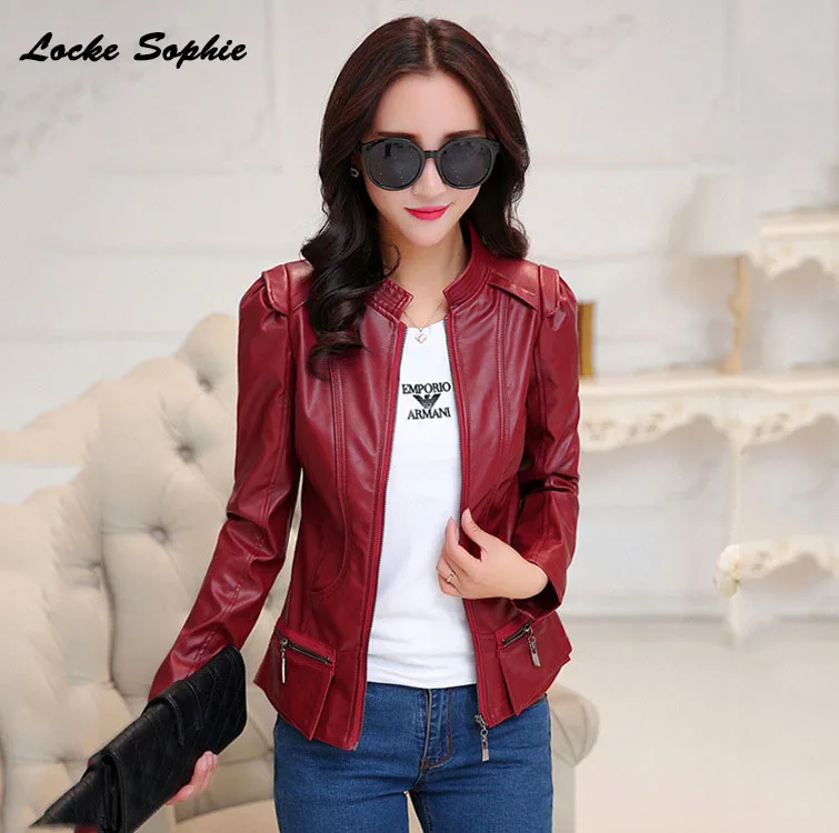 1pcs Women's Plus size jacket coats 2019 Autumn New faux fur PU Leather Splicing zipper Jacket ladies Skinny locomotive coats