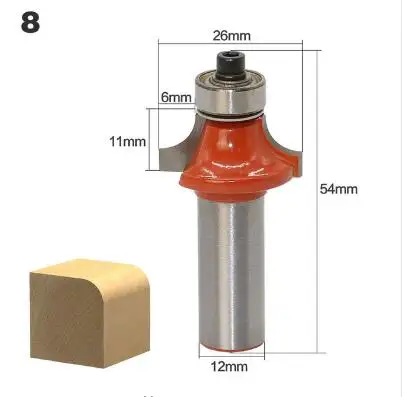 1 шт. 12 мм хвостовик угловая круглая бухта коробка маршрутизатор бит дерево триммер очистка заподлицо отделка фреза по дереву для соединения шип-паз резак инструменты фрезы - Длина режущей кромки: NO 8