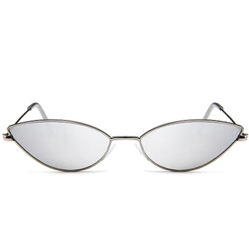 KUJUNY, женские солнцезащитные очки "кошачий глаз", милые, сексуальные, брендовые, дизайнерские, летние, Ретро стиль, маленькая оправа, черные, красные, кошачий глаз, солнцезащитные очки - Цвет линз: Silver