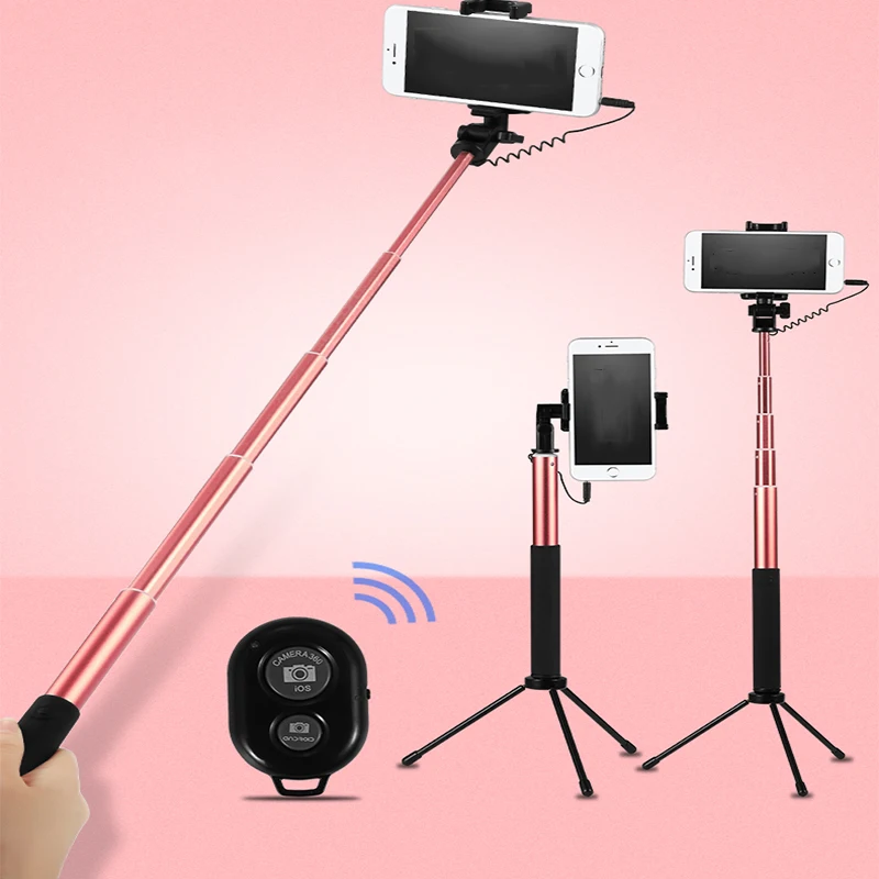 3in1 Mini Foldable Tripod Selfie Stick For Iphone Samsung Xiaomi Monopod 360 Degree Rotation Mount with Bluetooth Remote Control |