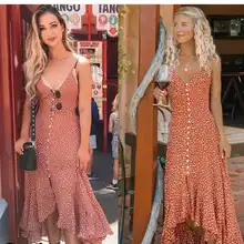 Summer Womens Boho Maxi Dress Lady Beach Dress Sundress Evening Pcocktailarty Flower Print Summer Hot Female
