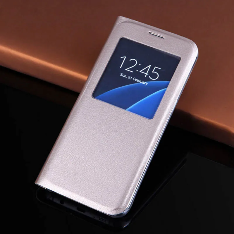 

Smart View Auto Sleep Function Back No Chip Leather Case Flip Cover Holster For Samsung Galaxy S7 S7Edge S8 S8 Plus Bags