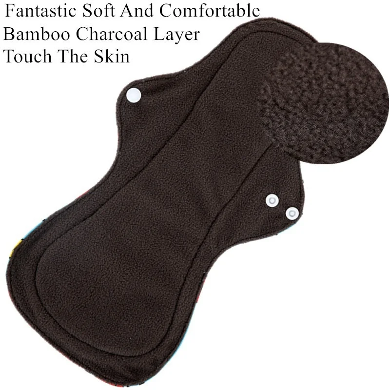 [simfamily] 5PC Heavy Flow Pads Reusable Menstrual Cloth Mama Pads Sanitary Bamboo Charcoal Inner Selling