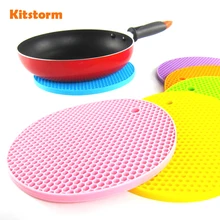 18cm Round Silicone Non slip Heat Resistant Mat Coaster Cushion Placemat Pot Holder Kitchen Accessories