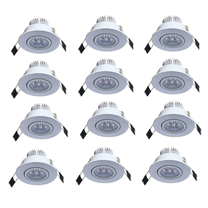 

12pcs/lot Led downlight lighting lamp 3W AC85-265V Recessed LED Spot Light Forliving Room LED Ceiling Light
