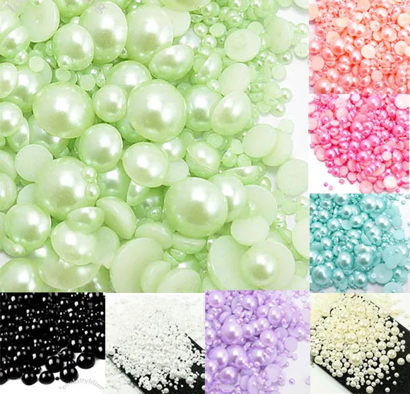 500pcs 2-10mm Mixed Color Half Round Pearl Beads FlatBack Scrapbook Craft Cabochon Kawaii DIY Embellishments Accessories - Цвет: H0685