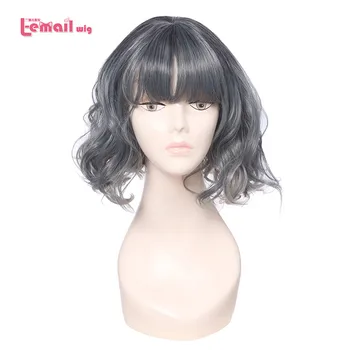 

L-email wig Thin Air Fringe Bang Women Wigs 5 Color 40cm/15.74inch Short Curly Heat Resistant Synthetic Hair Perucas Cosplay Wig