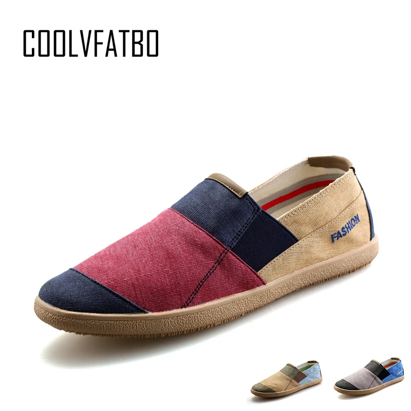 

COOLVFATBO vintage men's casual canvas loafers flat hemp bottom Espadrilles driving soft shoes beach sailing Bohemian style