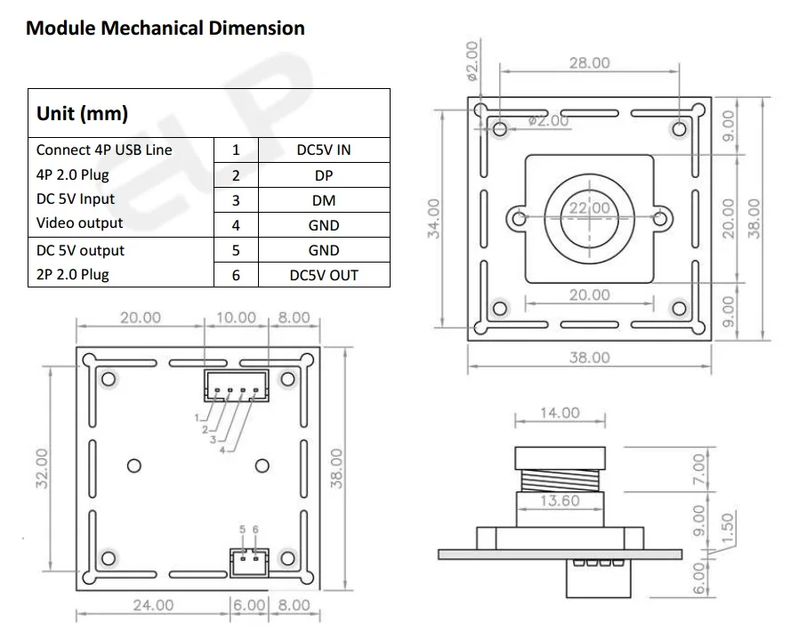 ELP-USB500W05G-FD100