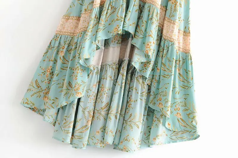 Винтажная шикарная модная женская пляжная богемная юбка с цветочным принтом и асимметричным подолом, юбка из вискозы, высокая талия, макси А-силуэт, Женская юбка в стиле бохо