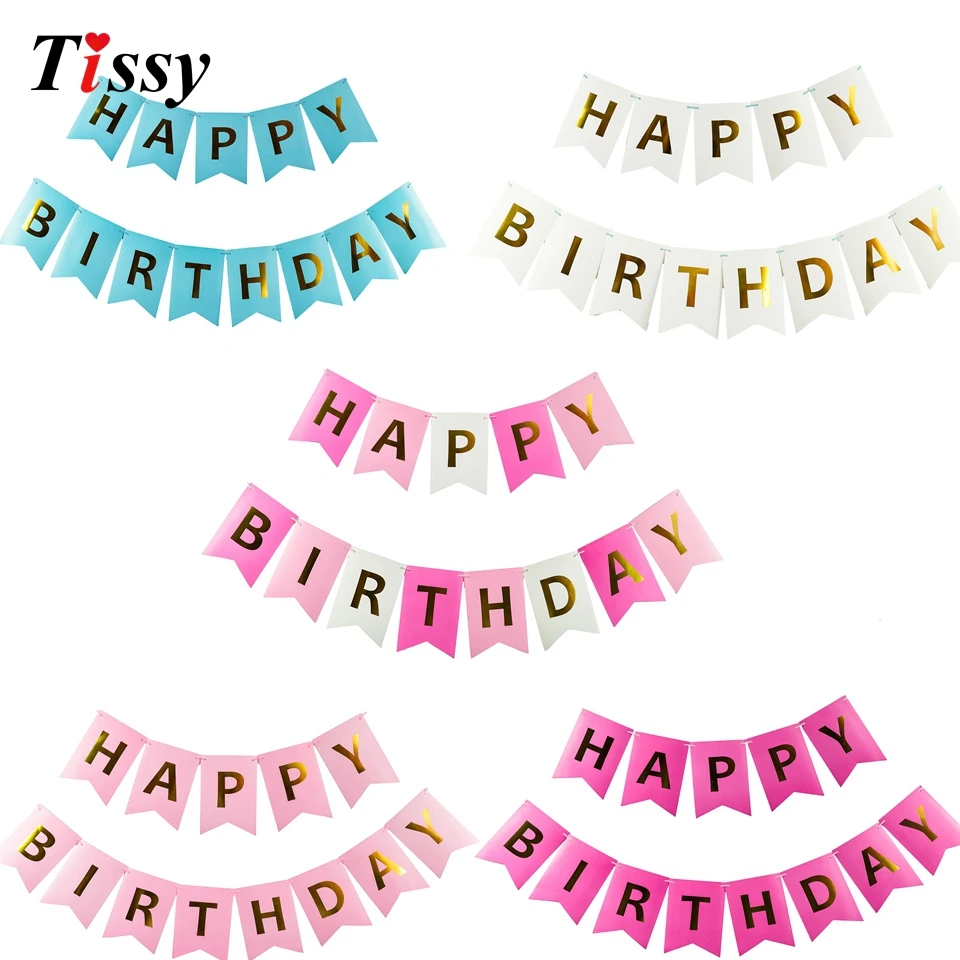 Buy 1Set Happy Birthday Paper Flags Garland Floral