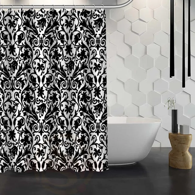 Custom Black and white classic pattern Shower Curtain Waterproof Fabric ...