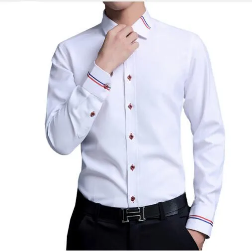 Cena Loldeal 2018 biały Mężczyźni Koszule Odzież Marki Mody Camisa Społecznego Casual Shirt Men Slim Fit Z Długim Rękawem Camisa masculina