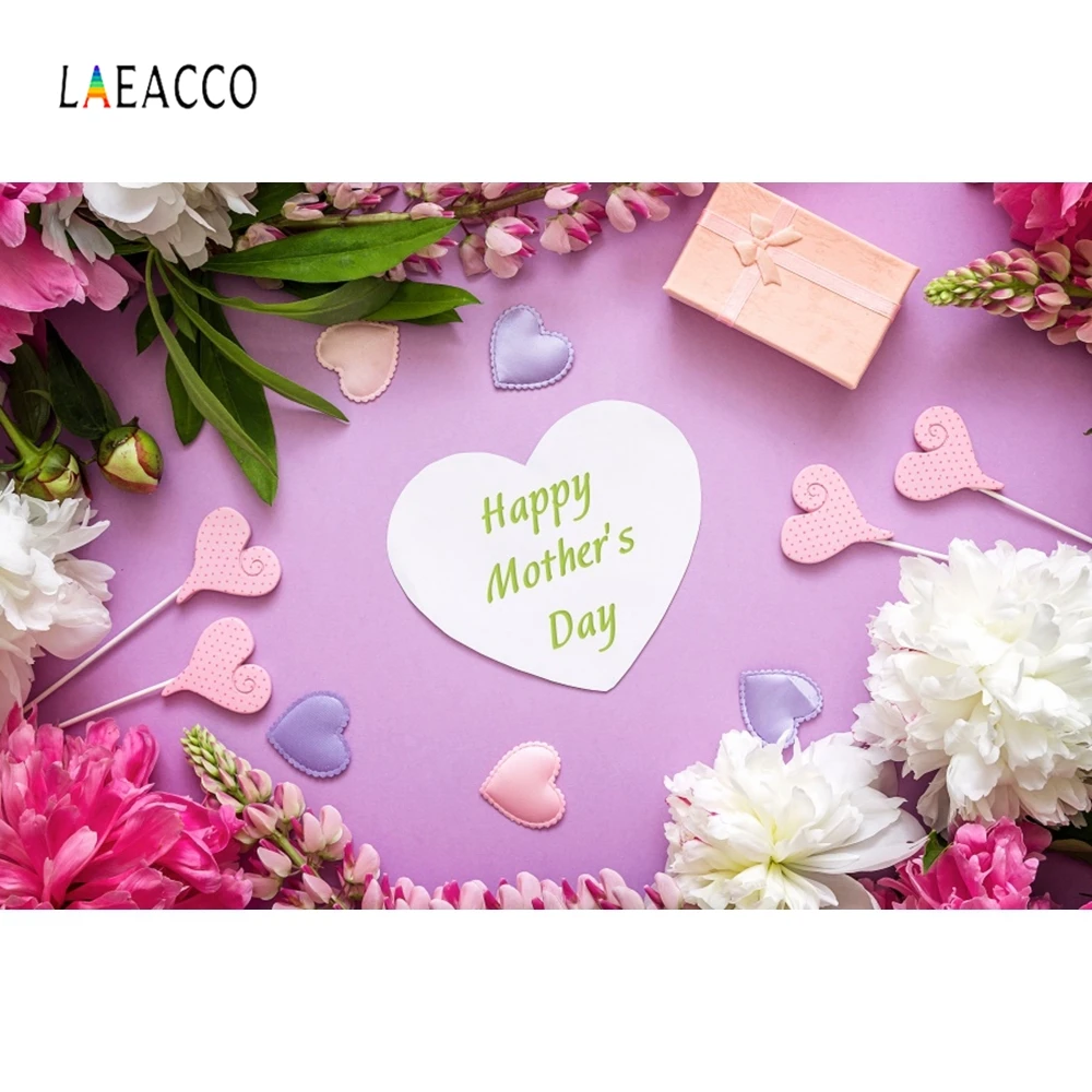 

Laeacco Happy Mother's Day Flowers Child Love Photography Backgrounds Custom Vinyl Photo Backdrops For Home Video Studio Decor