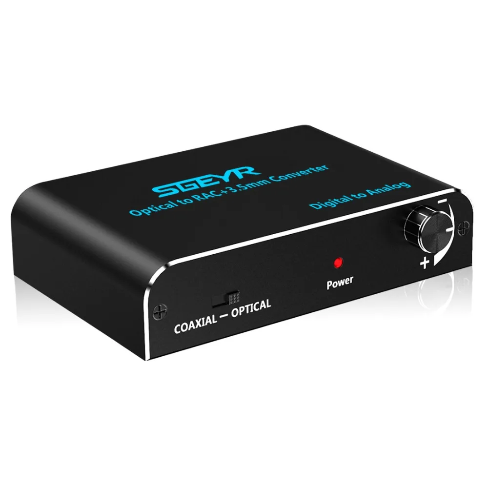 

3.5mm Audio Converter,Digital to Analog Converter Coaxial Toslink to RCA 3.5mm Jack Adapter with Optical cable Volume Control