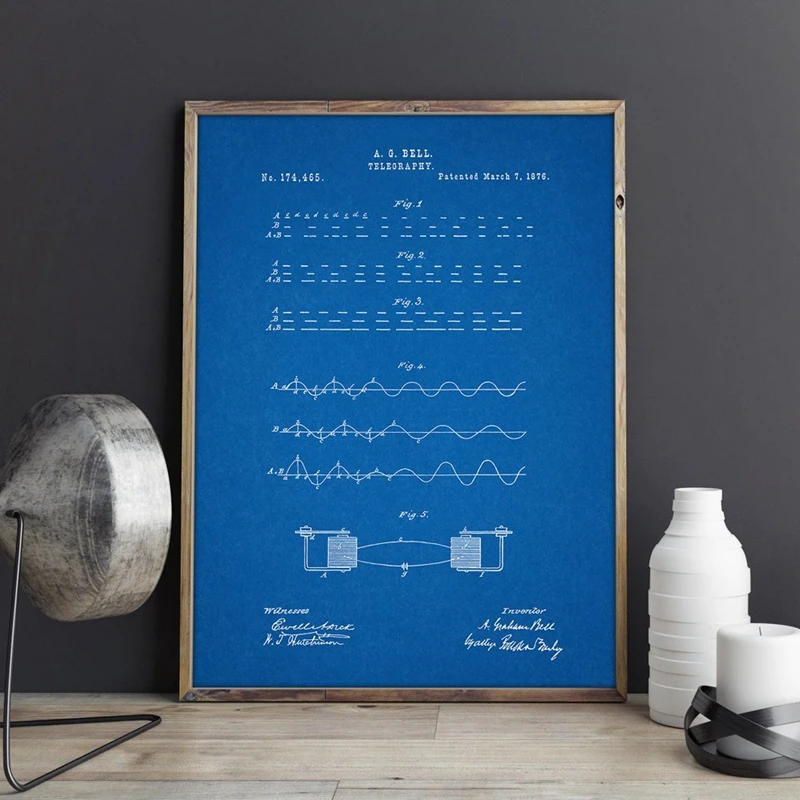 Morse Code Patent Prints Wall Art Decor
