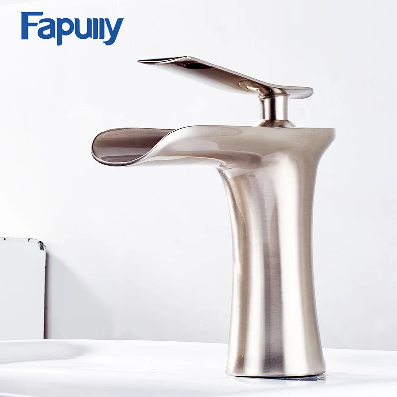 

130-11N Chrome and White Color Finish Waterfall Bathroom Faucet Bathroom Basin Mixer Tap with Hot and Cold Water