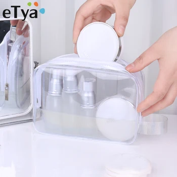 

eTya Waterproof Transparent Cosmetic Bag Women Make Up Case Travel Zipper Makeup Beauty Wash Organizer Bath Toiletry Storage Kit